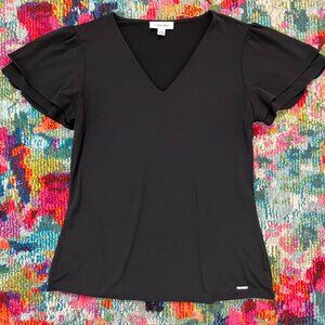 Calvin Klein V Neck Butterfly Sleeve Blouse